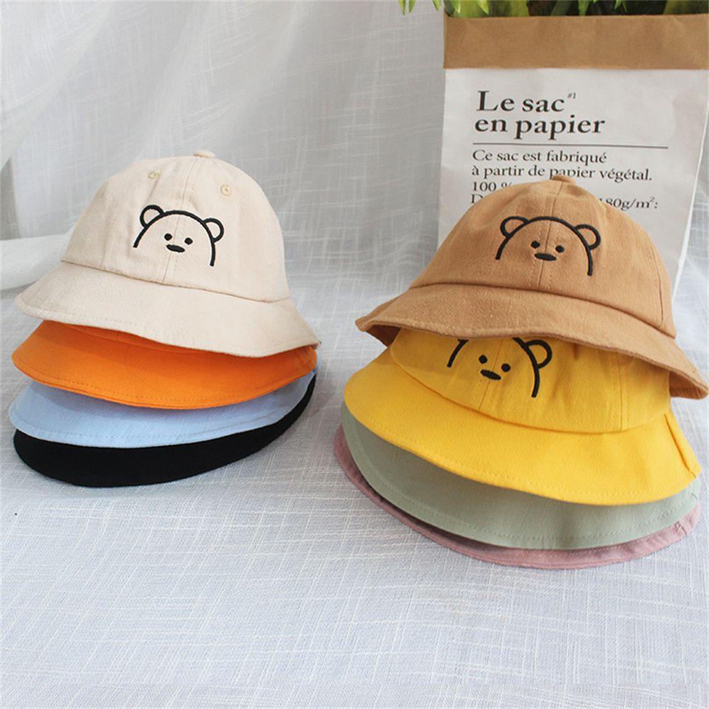 Nón Tai Bèo Vải Cotton Thêu Họa Tiết Gấu Hoạt Hình Dễ Thương MIHAN1