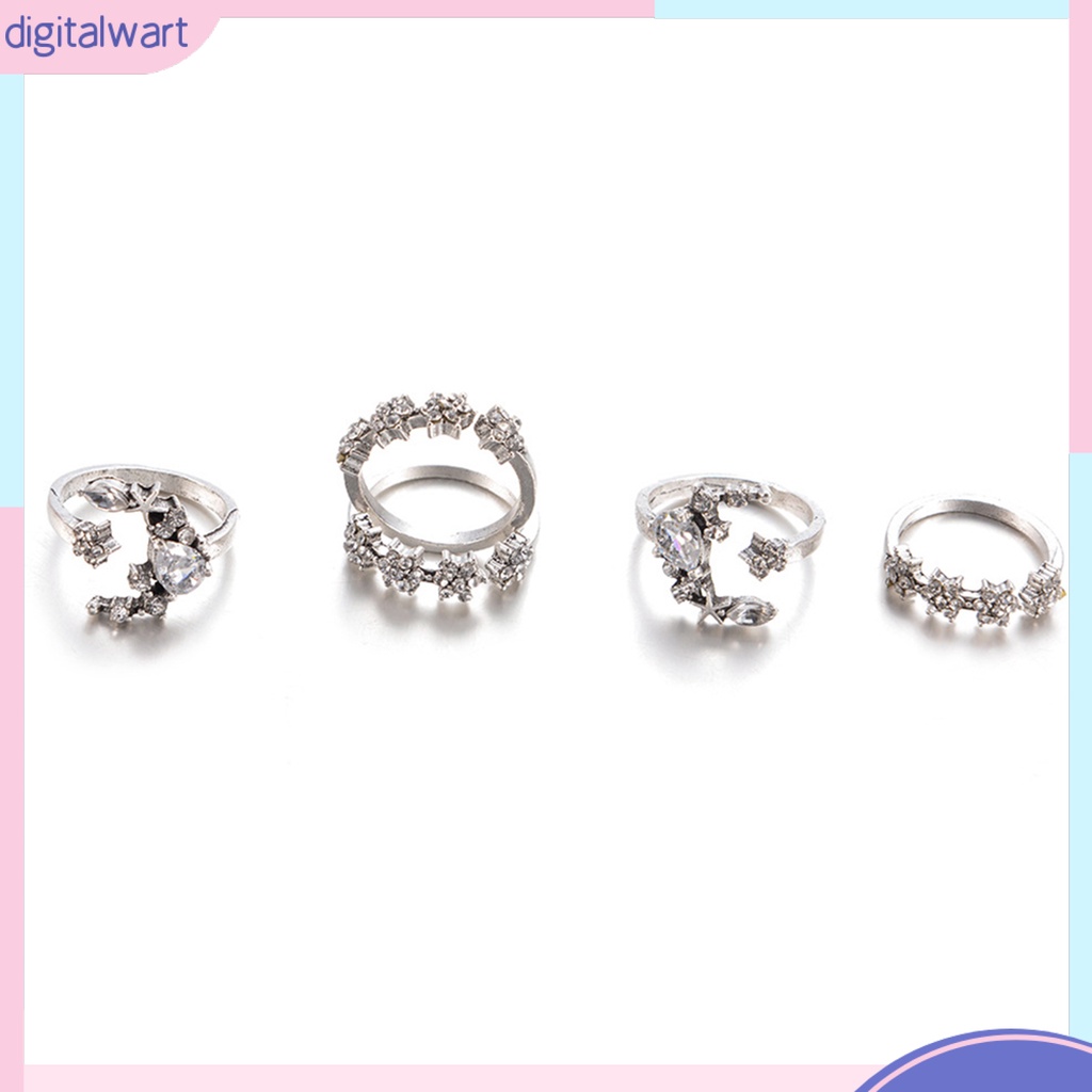 Set 5 nhẫn đốt ngón tay đính đá thời trang nữ