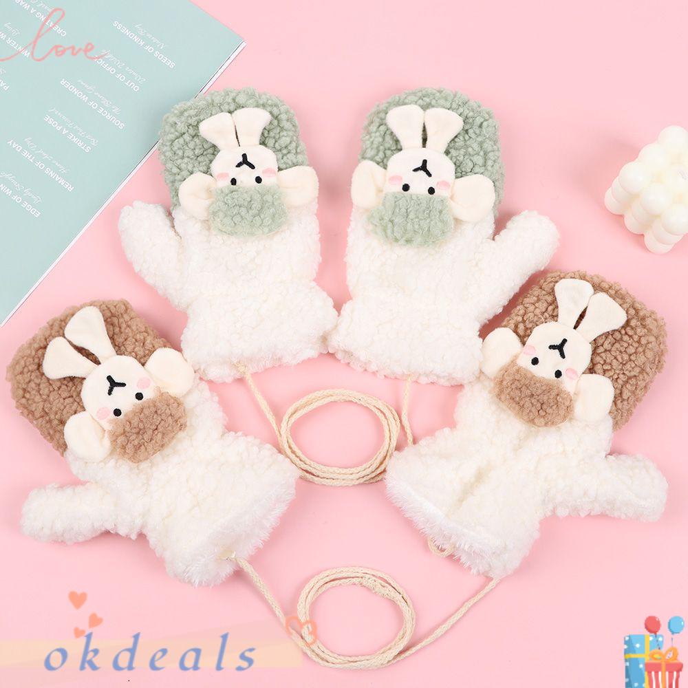 Găng Tay Dày Dặn Màu Trơn Hình Chú Cừu Hoạt Hình Dễ Thương