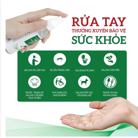 Xịt Rửa Tay Bạc Hà Làm Sạch Vượt Trội, X3 Dưỡng Ẩm Không Gây Khô Da MILAGANICS- Hàng chuẩn sịn