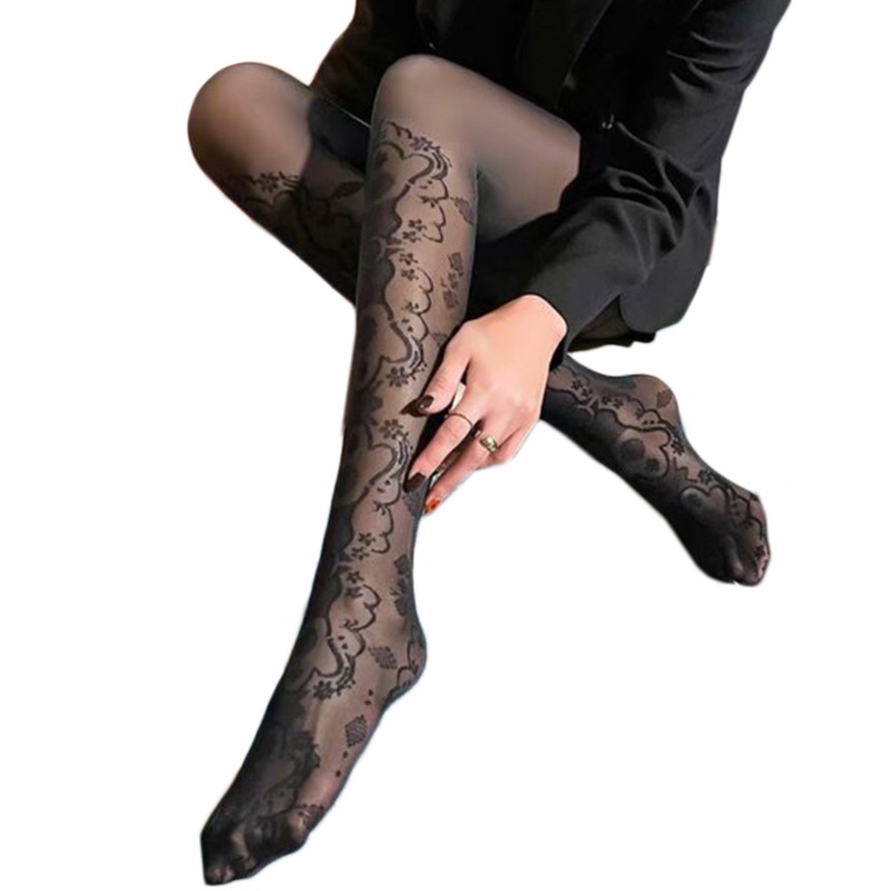 Xiangbao Quần Tất Trong Suốt Dài Đến Đầu Gối Họa Tiết Hoa Thanh Lịch Hóa Trang Lolita Jacquard Mùa Hè Cho Nữ