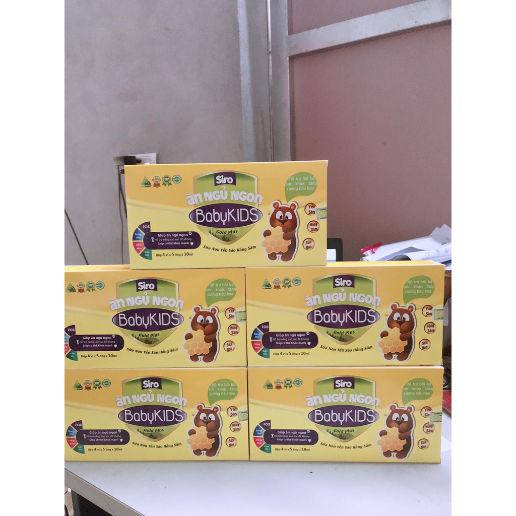 Siro ăn ngủ ngon baby kids gold plus sữa non, yến sào, hồng sâm (20 ống x 10ml)
