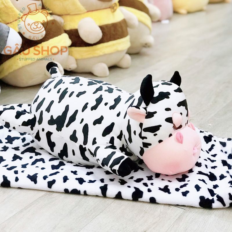 Chăn gối văn phòng ❤️ gấu bông 2in1 kèm mền ❤️ Gấu chăn Bò sữa, Heo, Hổ ôm bình sữa hàng nhập cao cấp bông chăn dày dặn