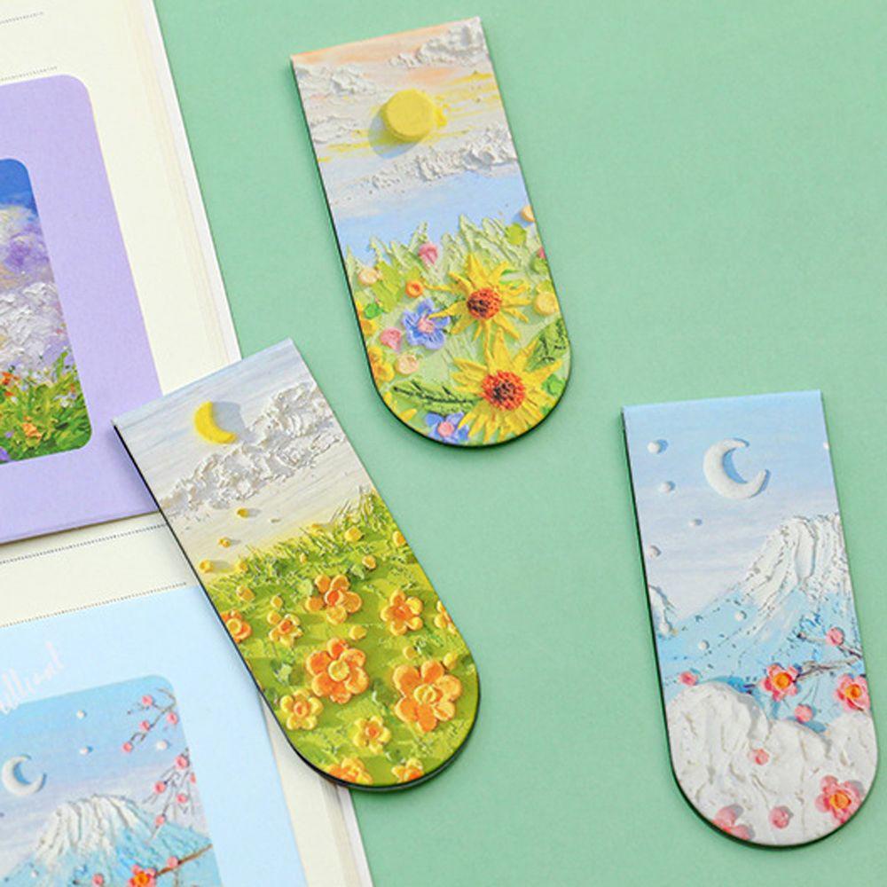 Kẹp Giấy Đánh Dấu Trang Sách Hình Tranh Sơn Dầu Dành Cho Học Sinh