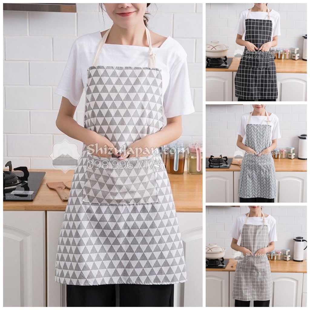 Tạp Dề Cotton Linen Phong Cách Hàn Quốc Tối Giản