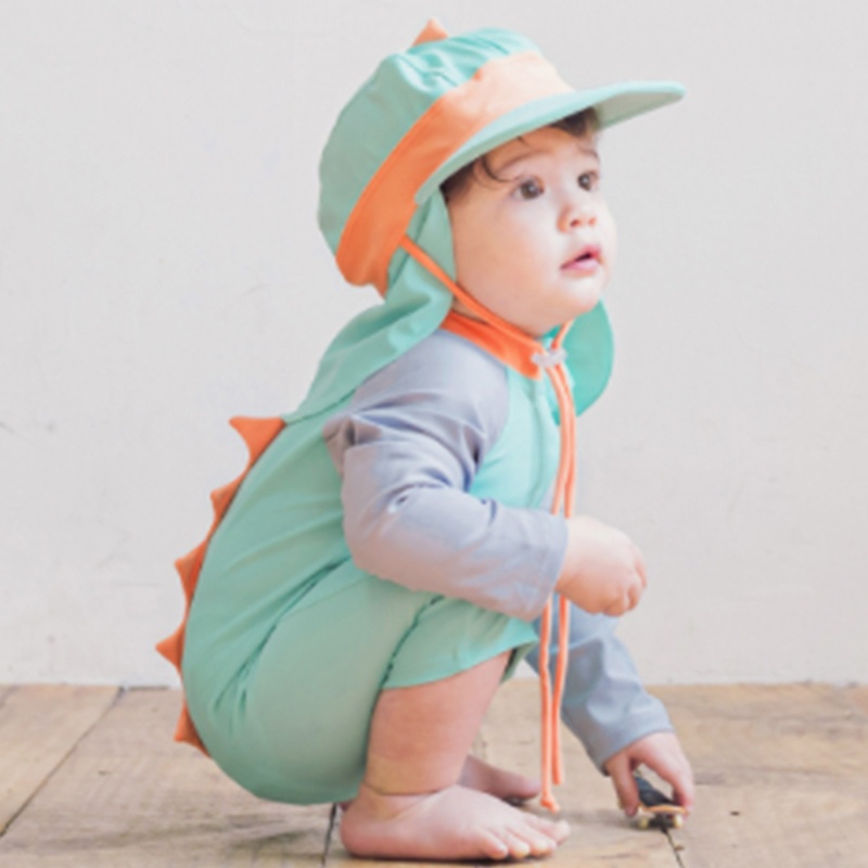 Đồ Bơi Liền Thân Dài Tay Phối Khóa Kéo Xinh Xắn Dành Cho Bé