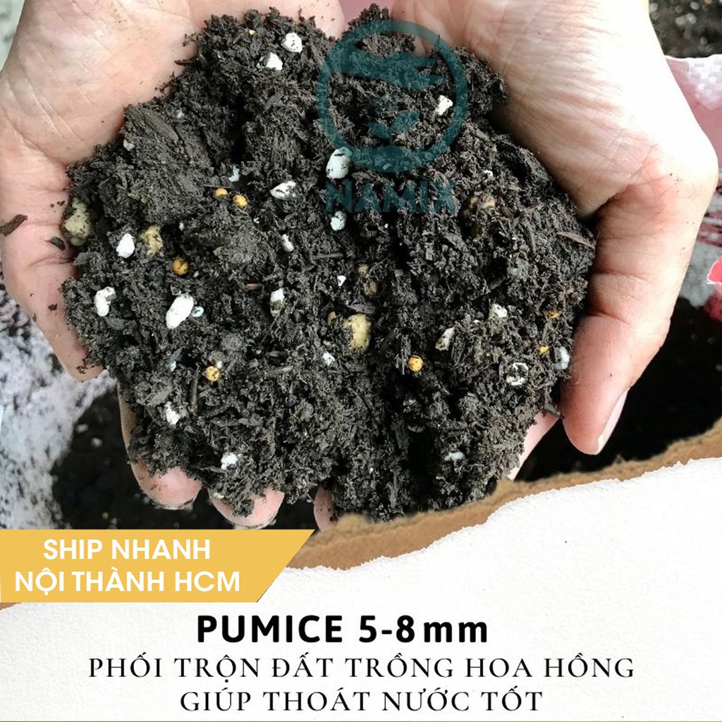 [CHỈ GIAO QUẬN PHÚ NHUẬN] Đá Pumice 5-8mm Namix, giá thể trộn đất trồng Hoa Hồng & các loại Kiểng Lá - Bao 5dm3