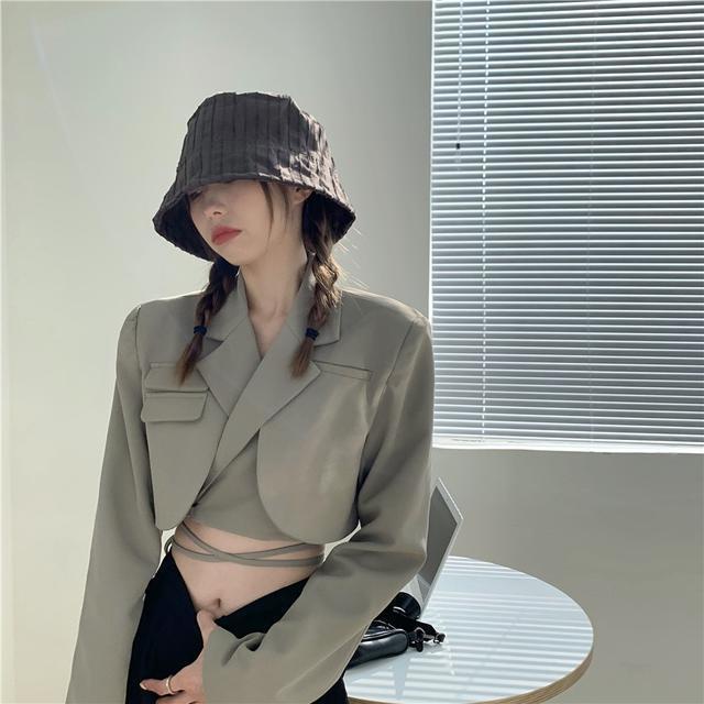 Áo khoác vest DIDIKA phối dây buộc eo dáng ngắn phong cách Hàn Quốc thanh lịch cổ điển cho nữ | BigBuy360 - bigbuy360.vn