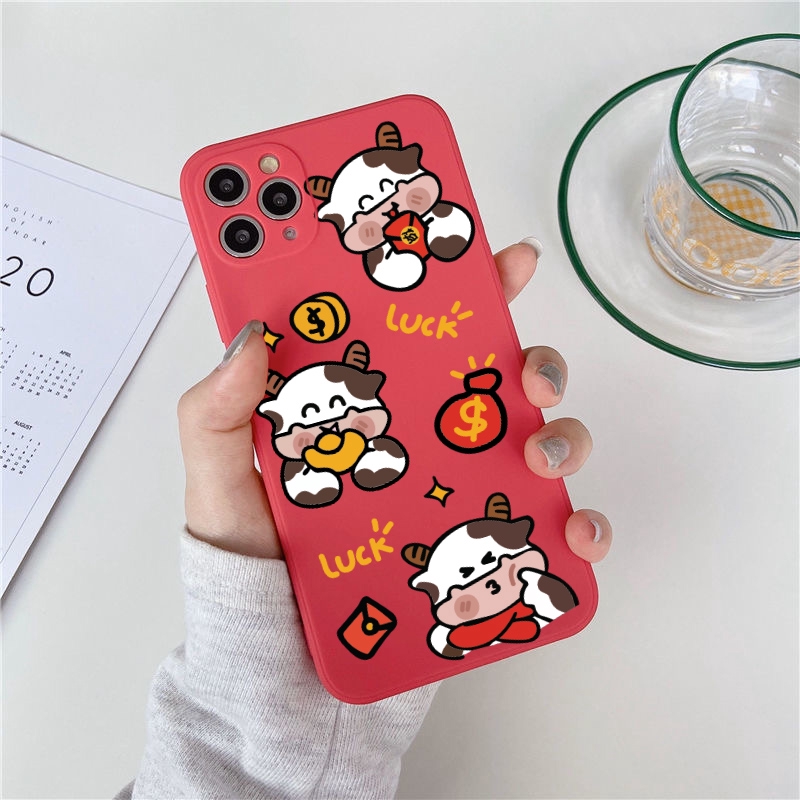 Ốp lưng iphone cạnh vuông bò luck 5/5s/6/6plus/6s/6splus/7/7plus/8/8plus/x/xr/xs/11/12/pro/max/plus/promax - Awifi T5-7 | BigBuy360 - bigbuy360.vn