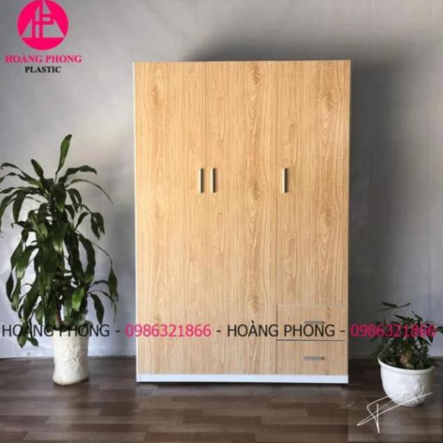 ( HÀNG CAO CẤP ) Tủ quần áo 3 cánh nhựa đài loan vân gỗ ngang 1m22 cao 1m85 miễn phí giao hàng | BigBuy360 - bigbuy360.vn