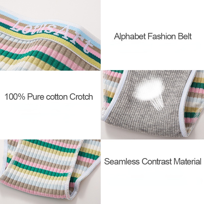 Set 3 quần lót TakeTalk vải cotton không đường may kẻ sọc ngang gợi cảm