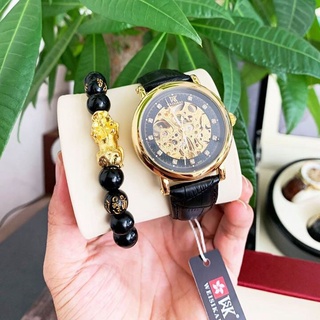 Xả kho-đồng hồ nam cơ nam lộ máy automatic chính hãng weisikai dây da cao đẹp sang trọng
