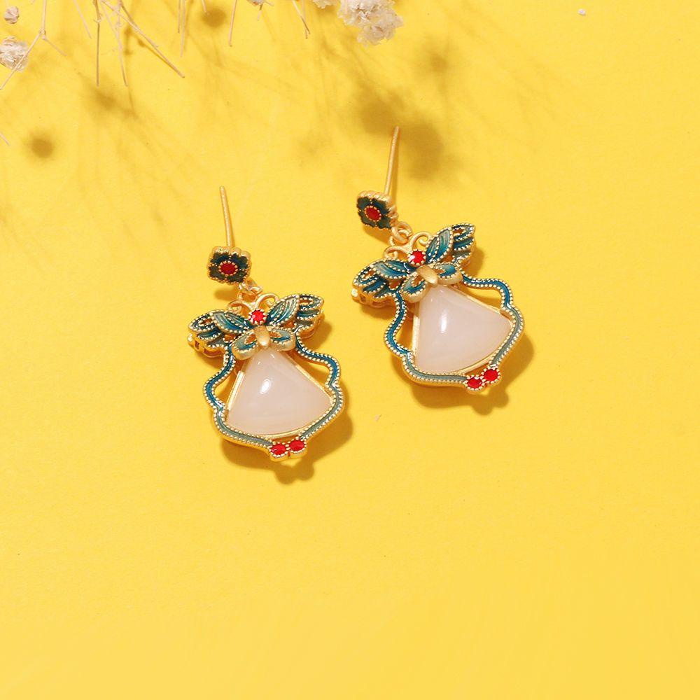 Khuyên Tai Hình Bướm Tráng Men Cá Tính Phong Cách Trung Hoa