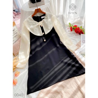 Đầm Đen Phối Tay Voan Nude