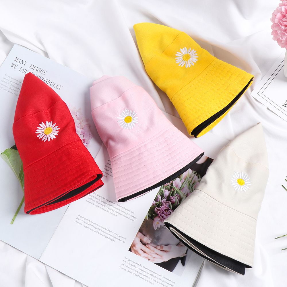 Nón Tai Bèo Hai Mặt Bằng Cotton Họa Tiết Hoa Cúc Nhiều Màu Thời Trang Mùa Hè Cho Nam Và Nữ