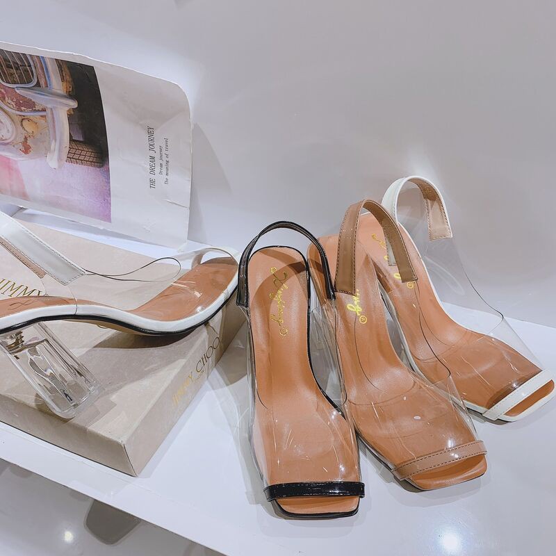 GIÀY SANDAL CAO GÓT NỮ SHU STORE - GIÀY SANDAL NỮ THỜI TRANG QUAI MICA HỞ MŨI GÓT TRONG