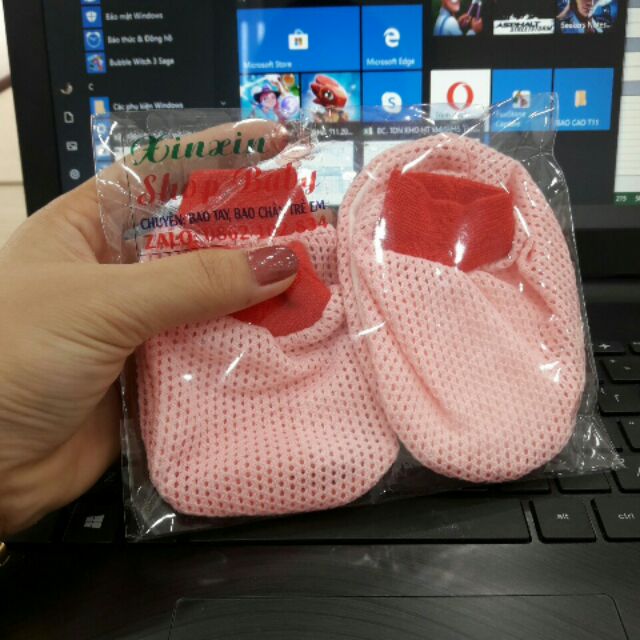 Set Bao Tay Bao Chân Vải Lưới Thoáng Mát Cho Bé Sơ Sinh XinXin