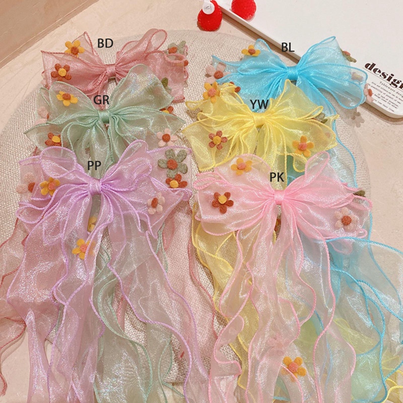 Kẹp Tóc Vải Lưới Đính Hoa Xinh Xắn Cho Bé Gái