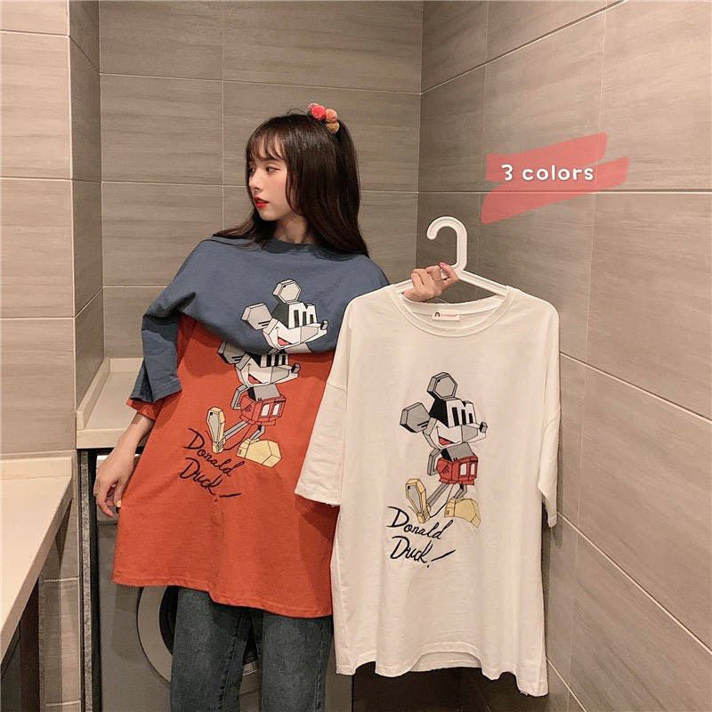 Áo thun tay lỡ Unisex DUCK mickey