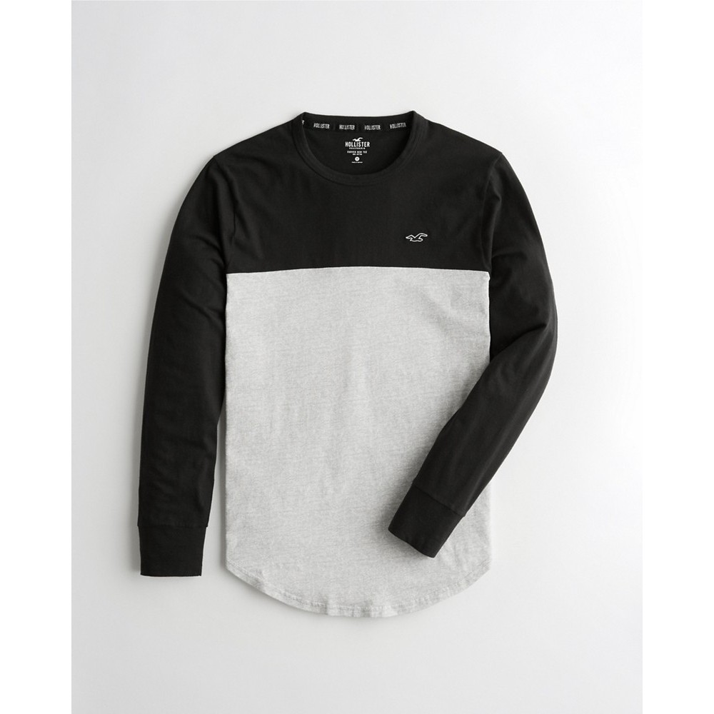 Áo thun nam tay dài Hollister HOL-LS80 Colorblock Curved Hem T-Shirt