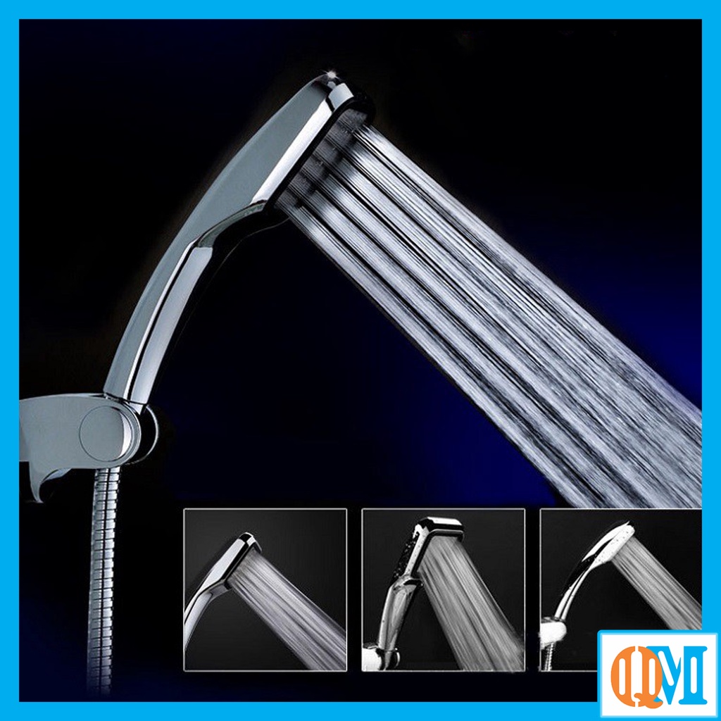 Bộ vòi hoa sen tăng áp  gồm Tay sen vuông + dây sen + Cài nhựa ABS