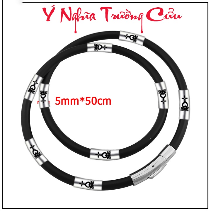 Dây chuyền thiên tâm bằng cao su 5ly bọc 9 khoen inox mang ý nghĩa trường cửu đem lại bình an, may mắn cho người đeo