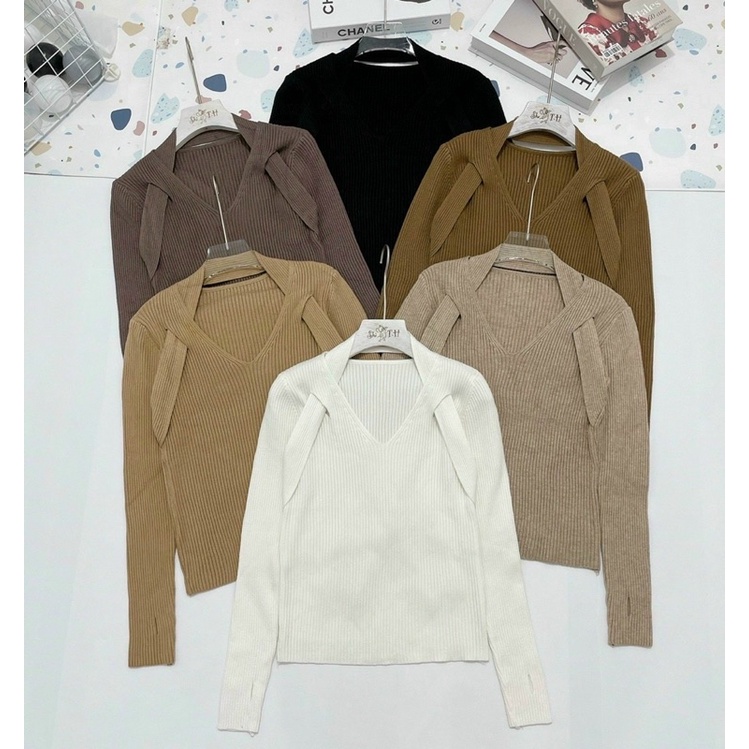 ÁO LEN TĂM MỀM MỊN CỔ CÁCH ĐIỆU QUẢNG CHÂU MS19901 | BigBuy360 - bigbuy360.vn