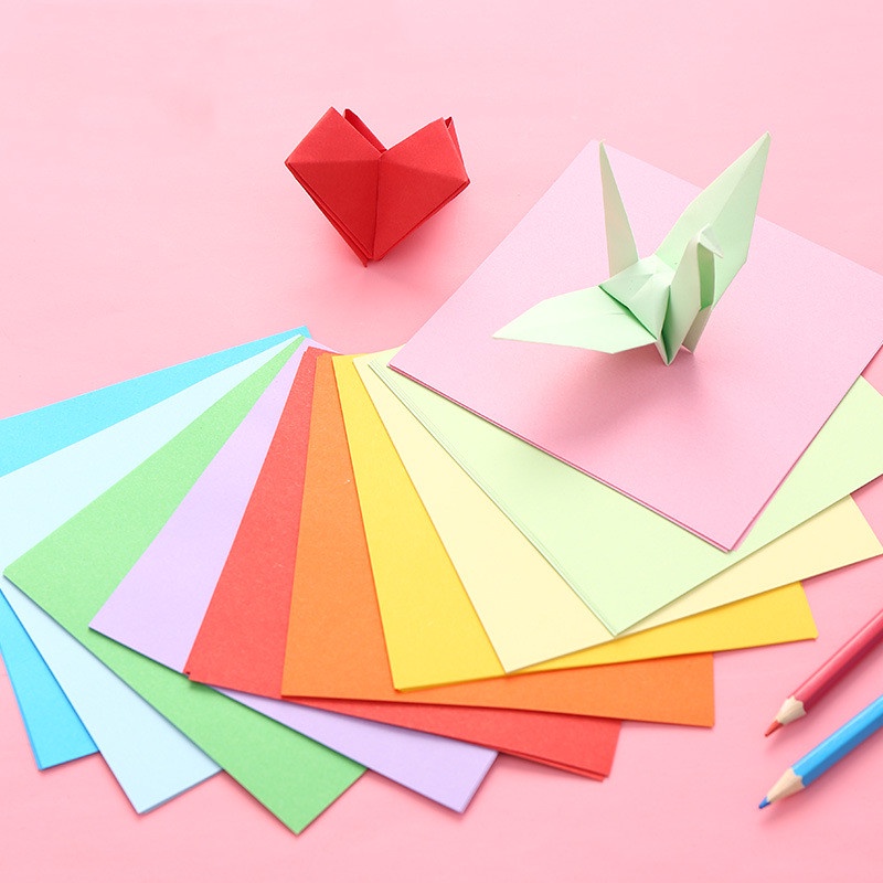 100 Tờ Vuông Giấy Origami Mặt Hai Màu Giấy Gấp Origami Nhiều Màu Trẻ Em Handmade DIY Scrapbook Nghệ Thuật