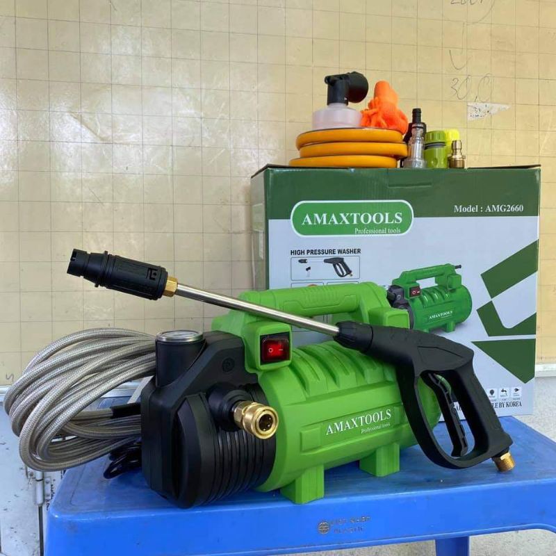 Máy rửa xe Amaxgold AMG2660, máy xịt áp lực cao, máy rửa xe gia đình, máy xịt rửa mini