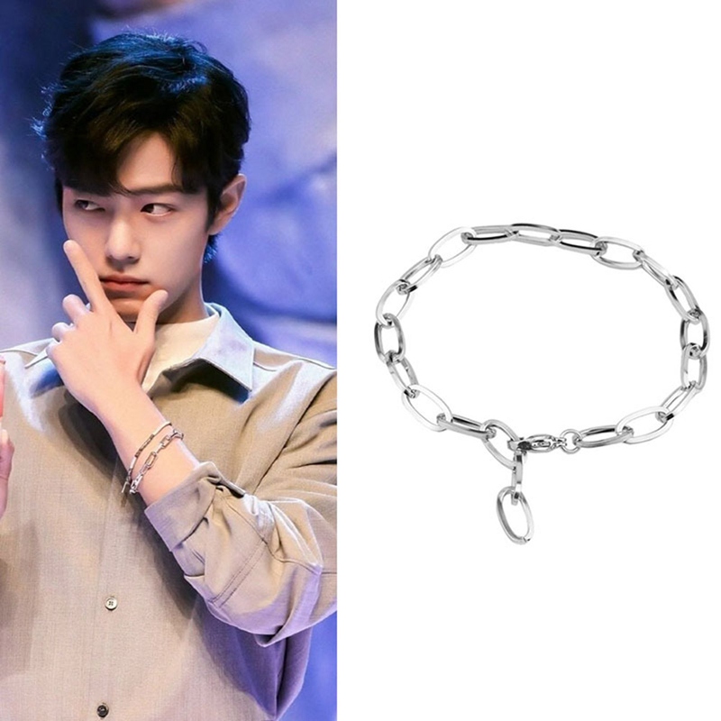 Vòng đeo tay bằng thép không gỉ Xiao Zhan dài 22cm