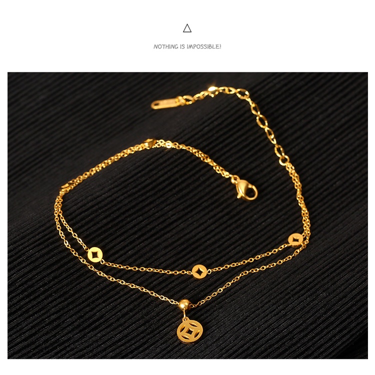 [FreeShip] Lắc chân nữ titan bốn đồng xu thời trang O1-206 - CAM KẾT KHÔNG BAY MÀU