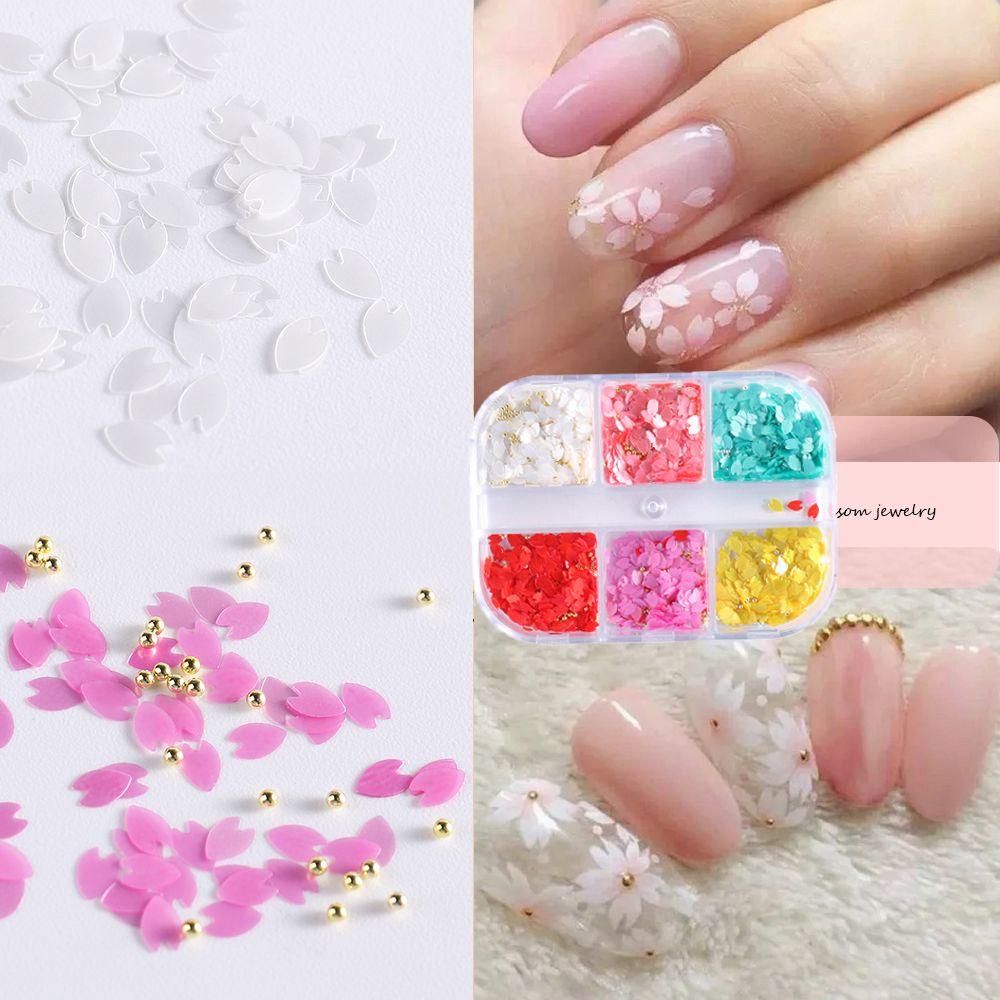 EUTUS 6 Grids Nail Accessories Nails Decorations DIY Cherry Blossom Slices Resin|Ball New Manicure Acrylic Charms