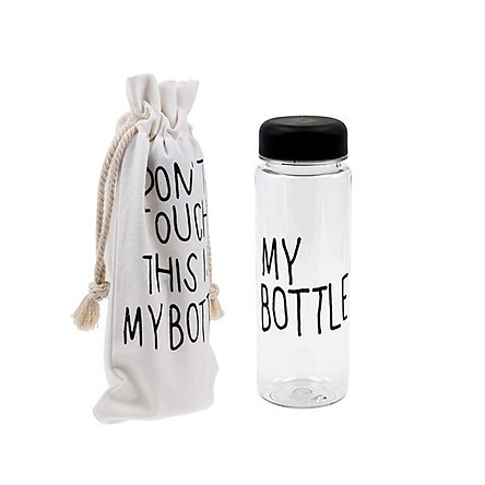 [Hàng có sẵn] Túi vải canvas in chữ dây rút dùng đựng bình nước My Bottle - Màu như hình