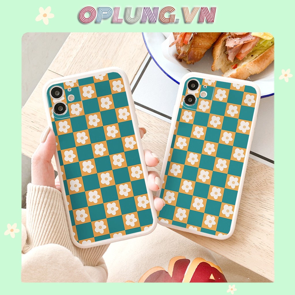 Ốp lưng iphone Hoa vintage xanh lá cạnh vuông ip 6splus/7/7plus/8/8plus/x/xr/xs/11/12/pro/max/plus/13promax e179