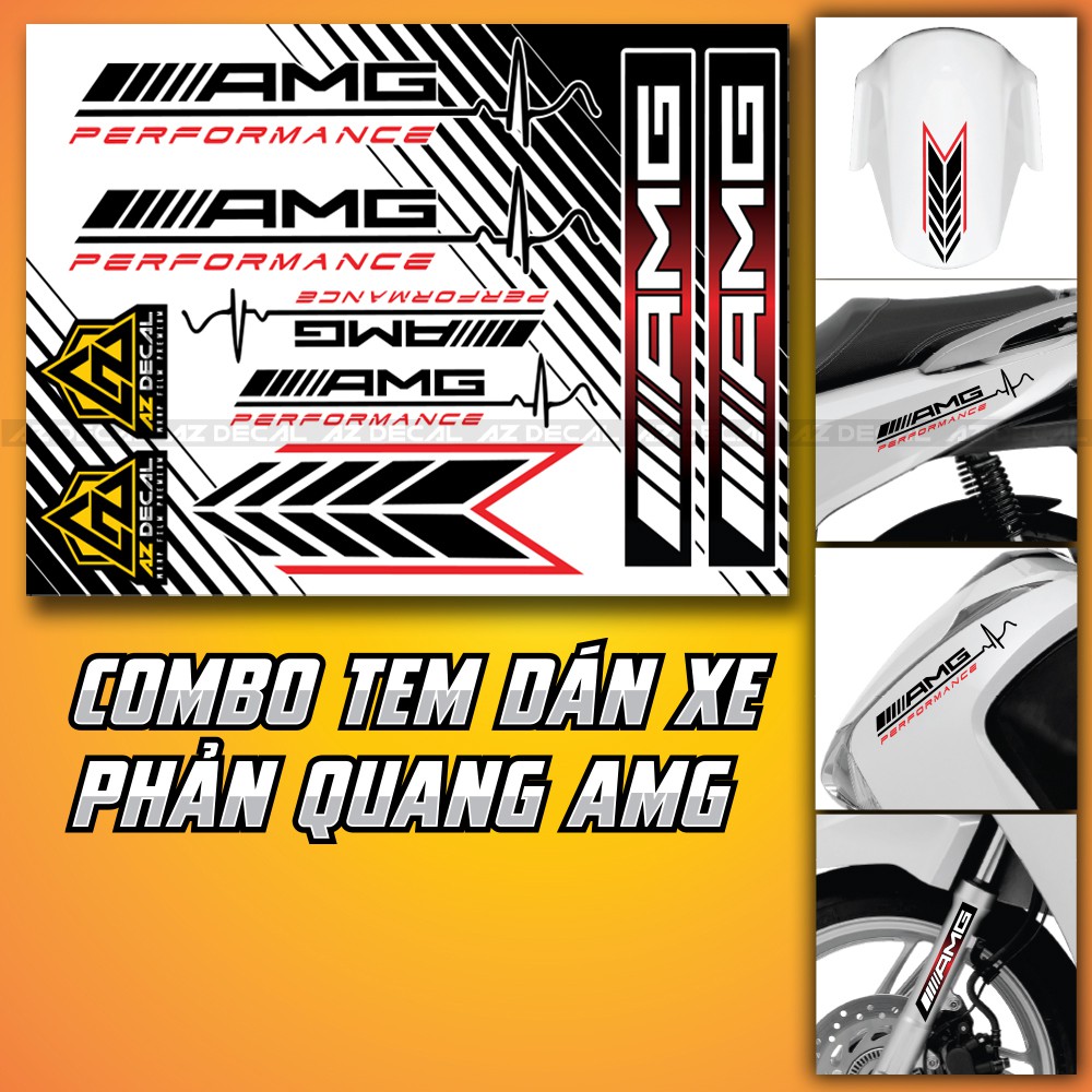Bộ Tem Trang Trí Xe CBV106 AMG PERFORMANCE | Combo Dán Nhiều Vị Trí Xe Máy, Xe Điện Chống Nước, Bền Màu
