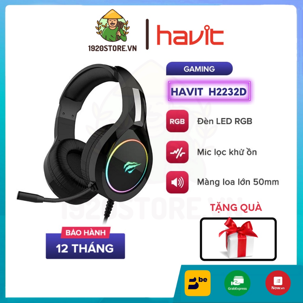 Tai Nghe Gaming Havit H2232D, Driver 50, LED RGB, Mic Khử Ồn, Đa Tương Thích - Chính hãng BH 12 Tháng