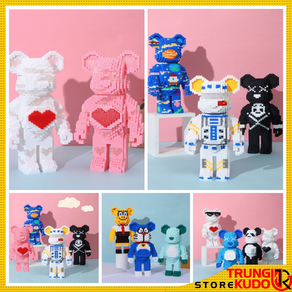 Đồ chơi lắp ráp Bearbrick có đèn và ngăn kéo cao 36cm Dạng mô hình Gấu Brick độc lạ làm quà, đồ decor