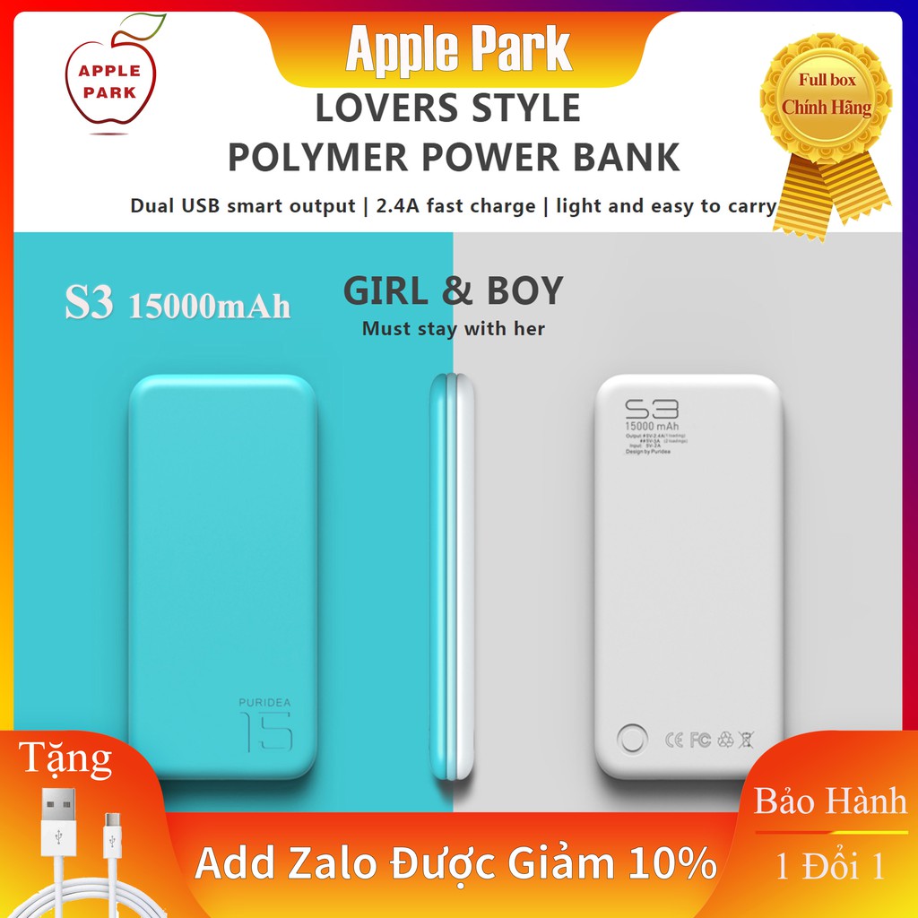 Pin Sạc Dự Phòng Siêu Mỏng Dung Lượng Lớn 10000mAh 15000mAh 20000mAh Power Bank 2 Cổng USB Fullbox Hàng Cao Cấp Chính Hã