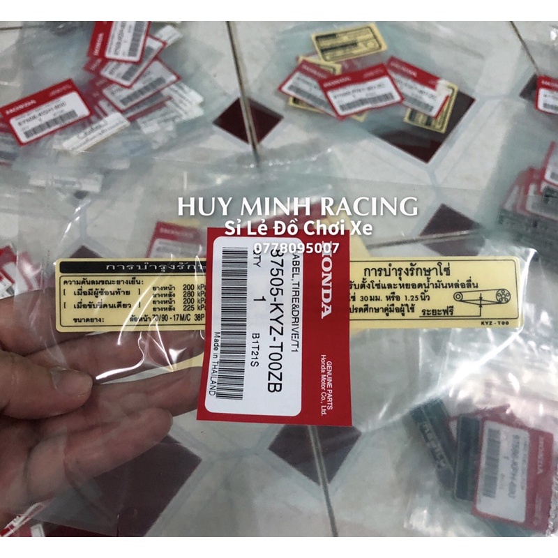 Tem Thông Số Wave125i  Hàng Thái Lan Chính Hãng Giá Tốt