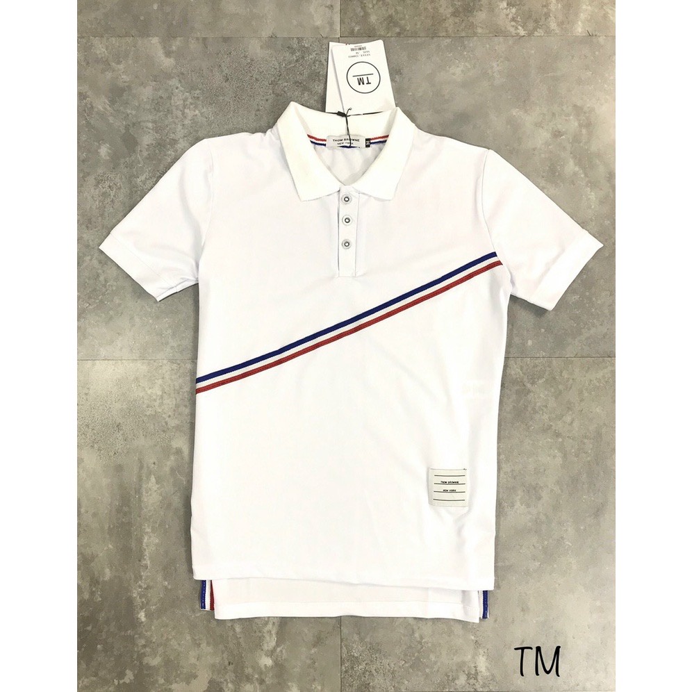 New 2022 Aó polo THOM chéo ngực nam nữ chất liệu cá sấu cổ bẻ ngắn tay cao cấp