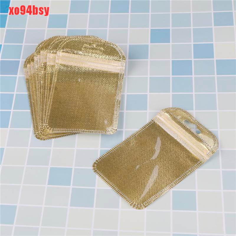 [xo94bsy]10pcs gold Glossy Heat Seal Aluminum Foil Small Ziplock Bag Flat Zip Lock