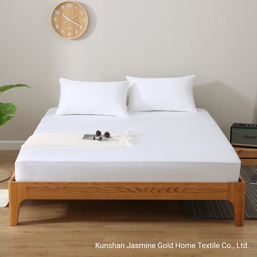 Bán sỉ vải may ga gối khách sạn CVC T300 100% cotton trắng trơn, trắng sọc - Cây 100m