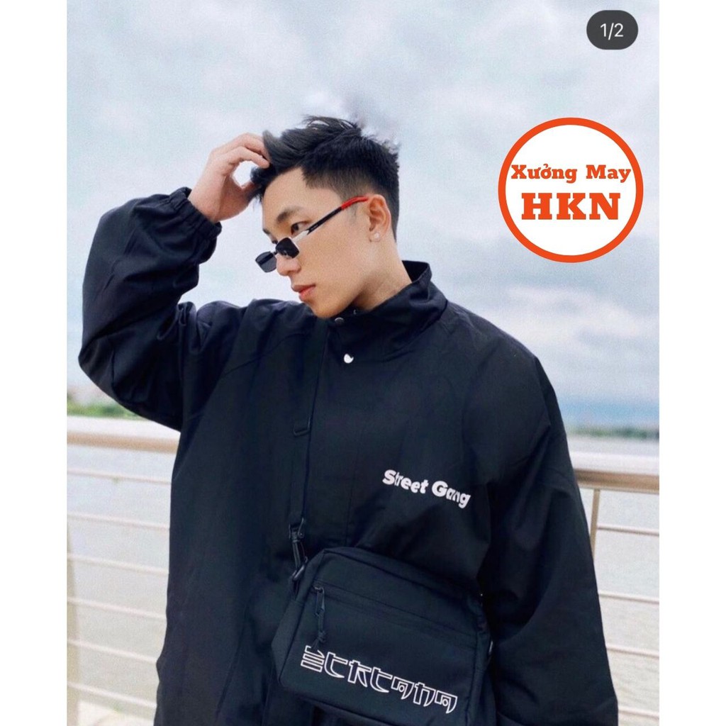 Áo Khoác Gió Nam Street Gang Đeo Khẩu Trang Vải Dày Dặn Mã 550 Xưởng May HKN