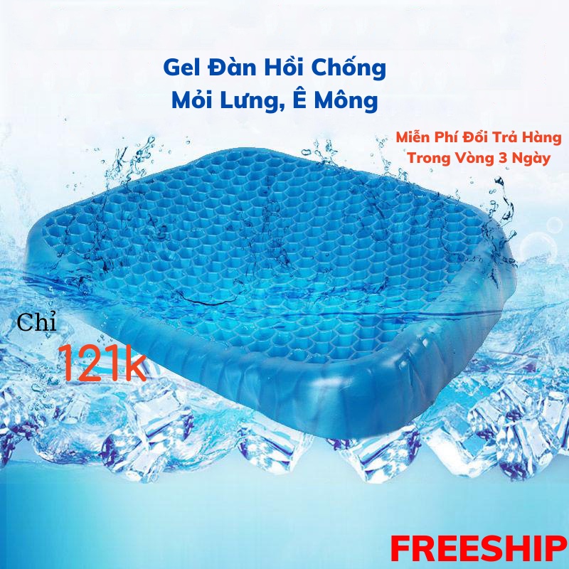 Đệm Ngồi Bệt, Nệm Gel Massage Đàn Hồi Chống Đau Mỏi Lưng