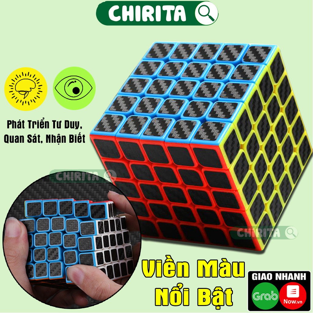 Rubik Cube 5x5 (VIỀN MÀU) Loại Tốt NO.8923 - Rubik Xoay Trơn Mượt Đồ Chơi Trẻ Em CHIRITA (shop có bán rubik 3x3..)