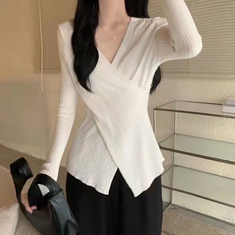 Áo len tăm body vạt chéo hàng Quảng Châu- Bao chất fom đẹp như hình