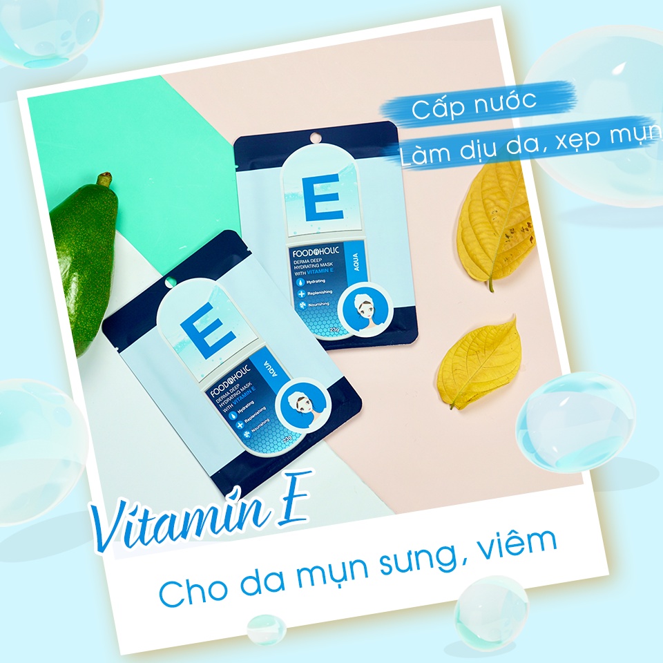Mặt nạ Vitamin E cấp ẩm, căng bóng da Foodaholic Derma Deep Hydrating Mask With VITAMIN E 23g