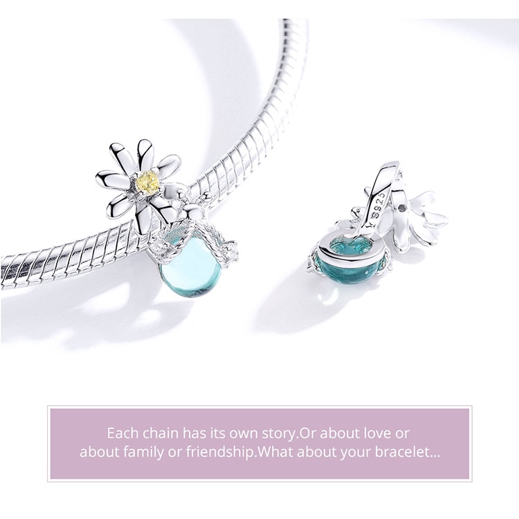 Hạt trang sức chính hãng Bamoer SCC1369 bằng bạc 925 hình đom đóm hoa cúc và rắn làm trang sức nữ