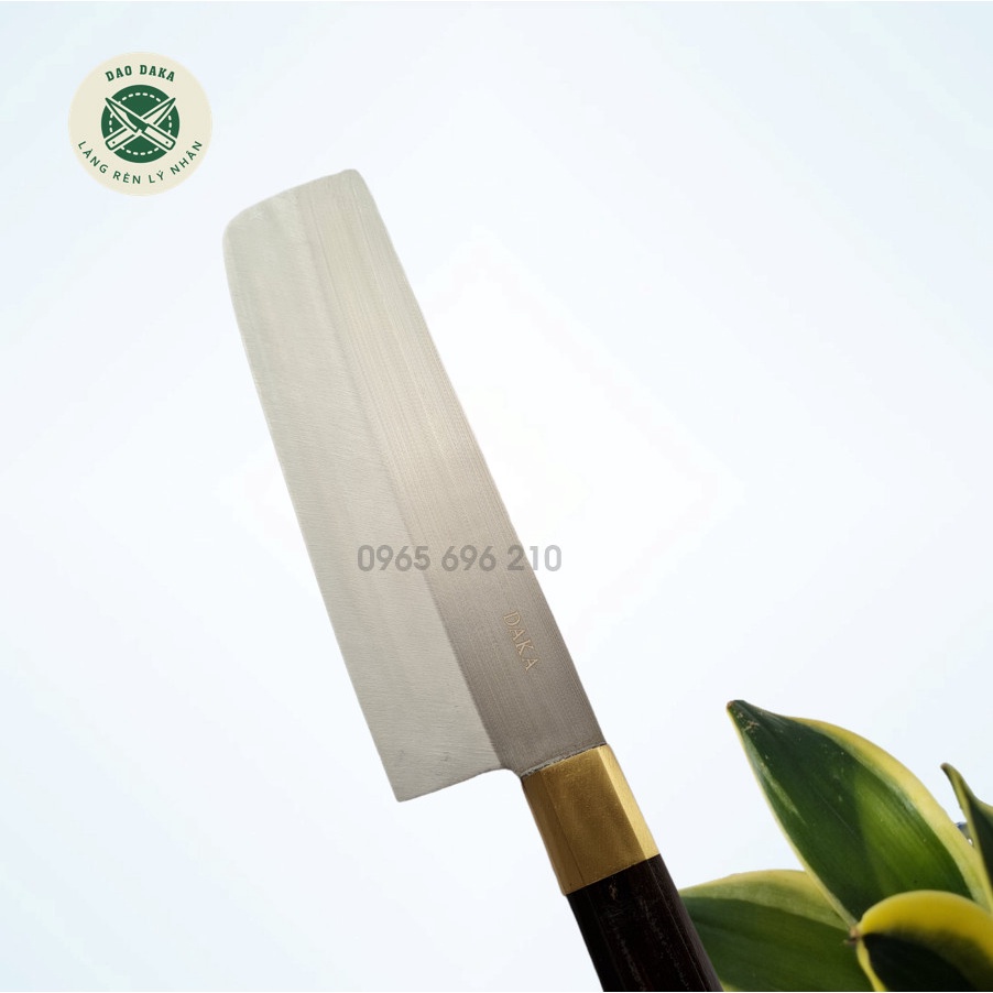 Dao chuyên thái dáng Nakari DAKA  thép Nhật trắng không gỉ - Cán gỗ cẩm khâu sừng - Làng rèn truyền thống Lý Nhân