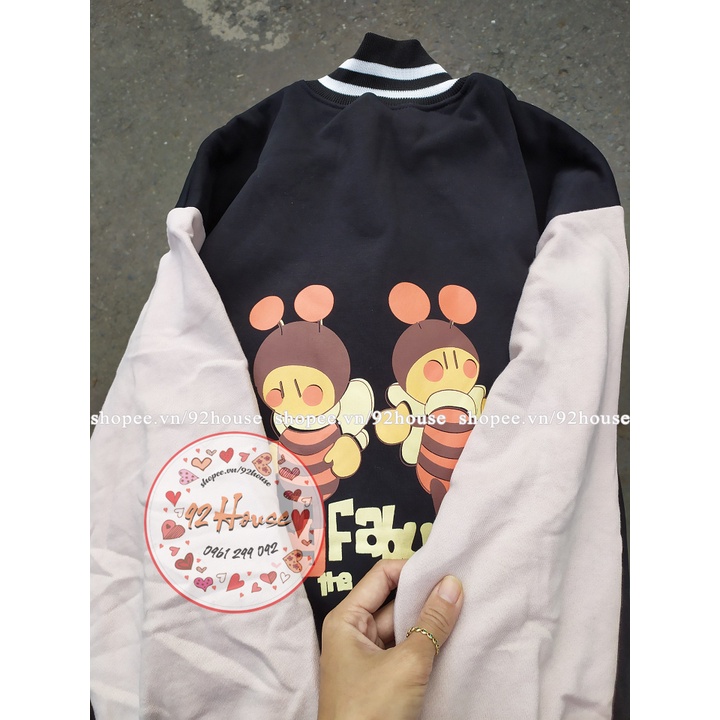 Áo khoác nỉ bomber unisex ong vàng thể thao cá tính